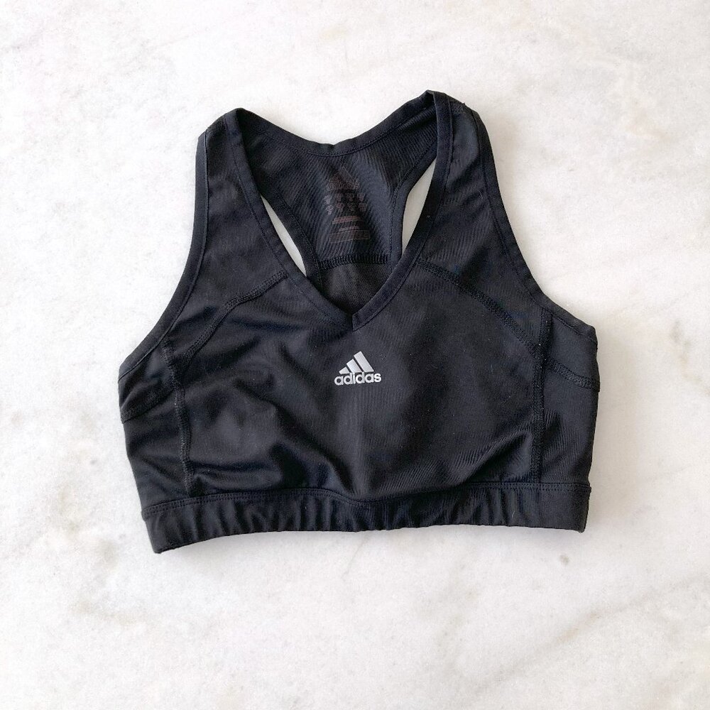 Adidas black sports bra, v-neck, racerback